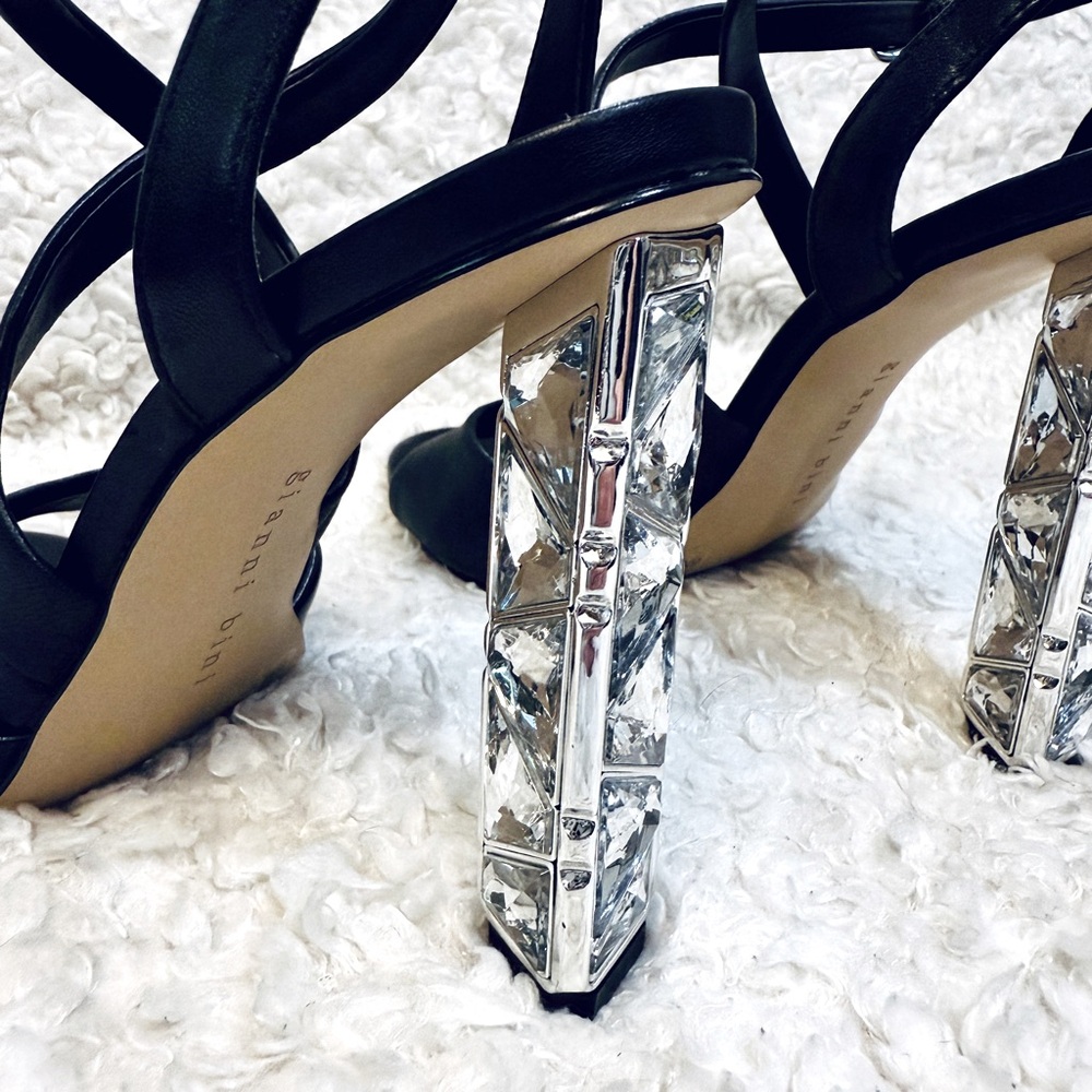 Gianni Bini Leather Heels with Jewel Accents - Picture 7 of 8